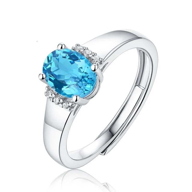 925 Sterling Silver Ring with Natural Topaz Gemstone