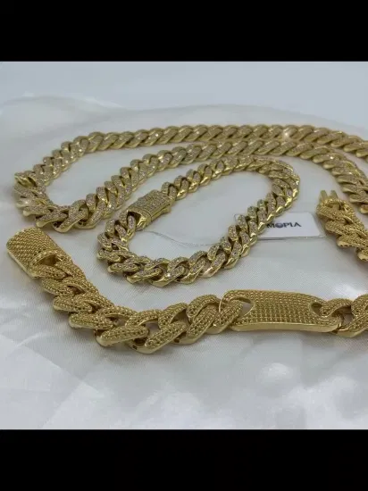 2022 Neue Hip Hop Iced Out Cuban Link Chain Figaro Halskette